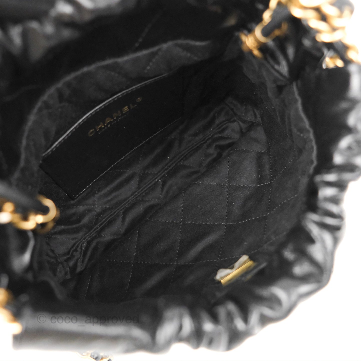 Chanel 22 Mini Bag Black Crumpled Calfskin
