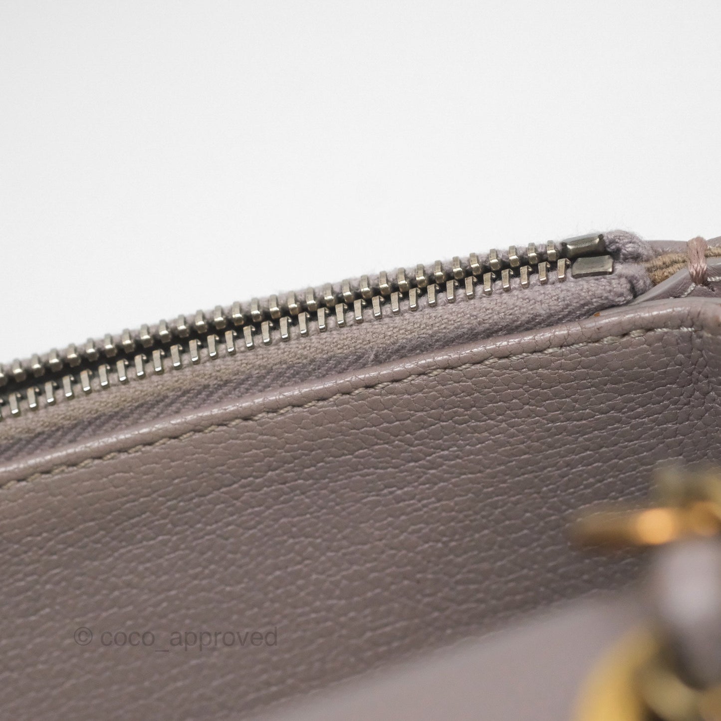 Chanel Coco Curve Flap Burnished Lilac Grey Calfskin Goatskin Antique Gold Hardware