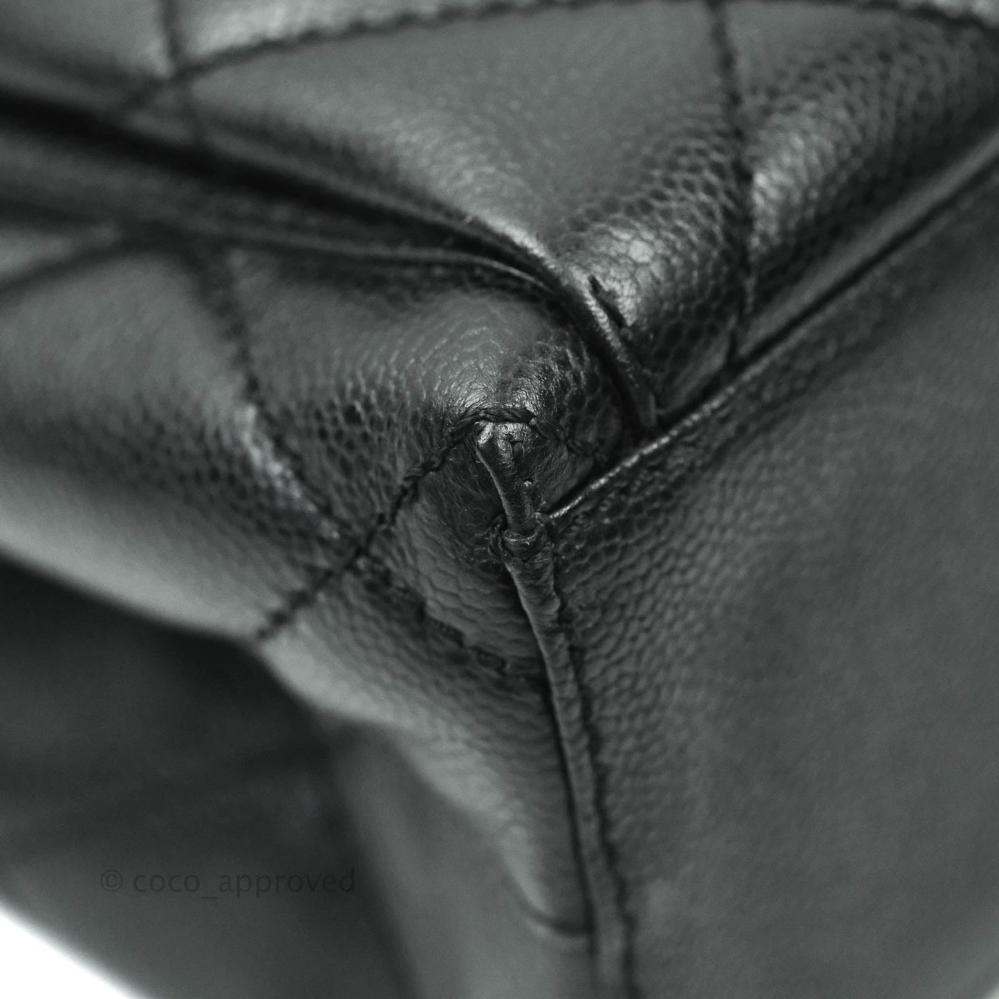 Chanel Quilted Black Caviar Tote Silver Hardware