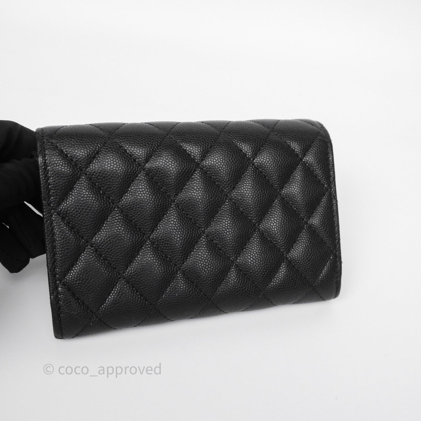 Chanel Classic Medium Flap Wallet Quilted Black Caviar Gold Hardware