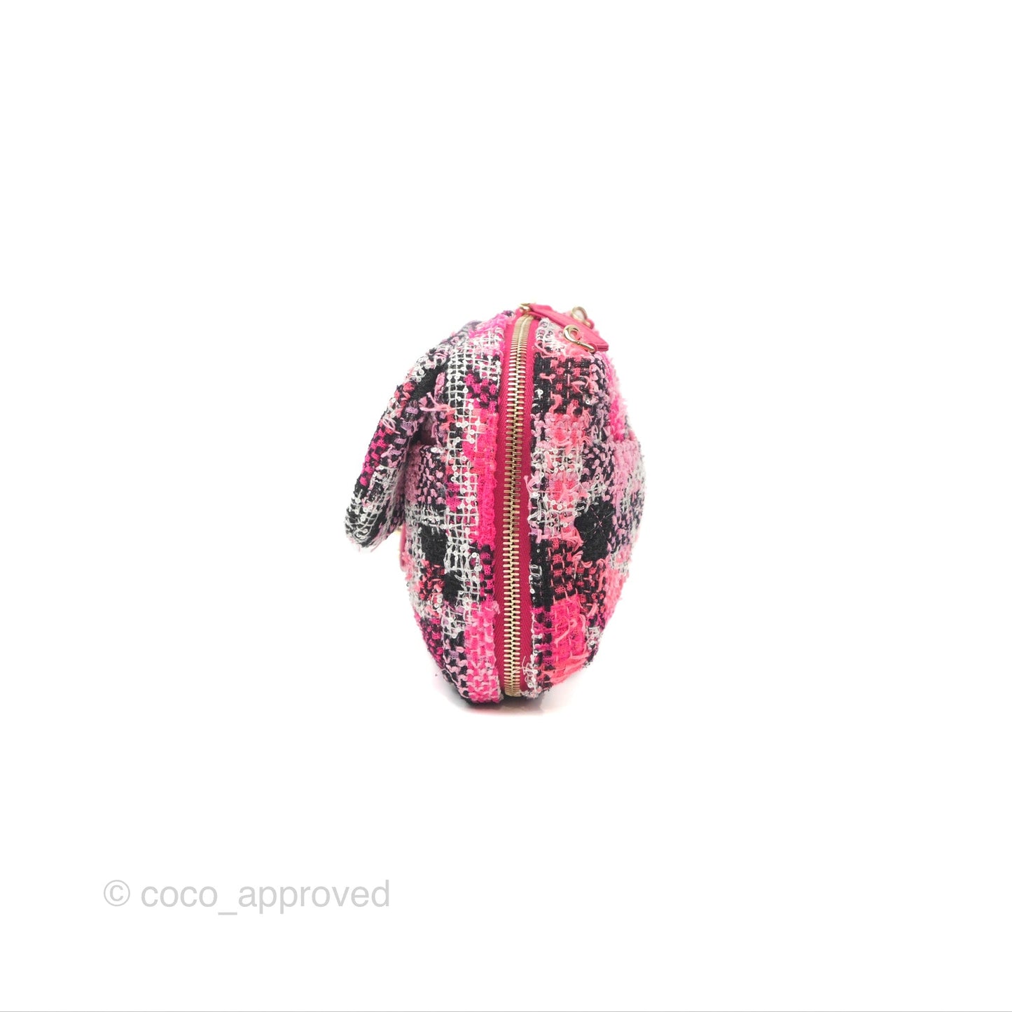 Chanel Coco Beach 2way Crossbody Bag / Foldable Tote Pink Black Grid Tweed