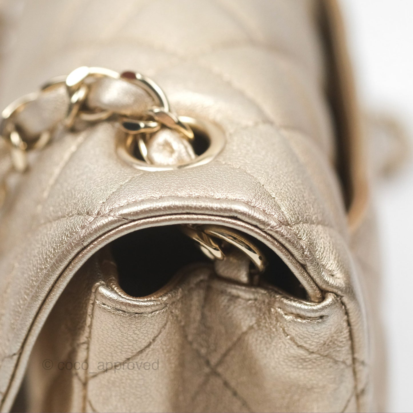 Chanel Quilted Mini Rectangular Iridescent Gold Lambskin Gold Hardware