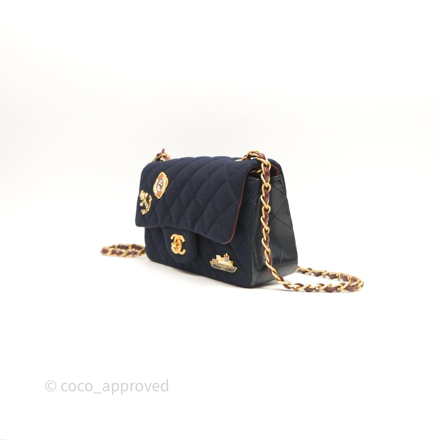 Chanel Paris-Hamburg Charms Mini Rectangular Flap Navy Wool 18C