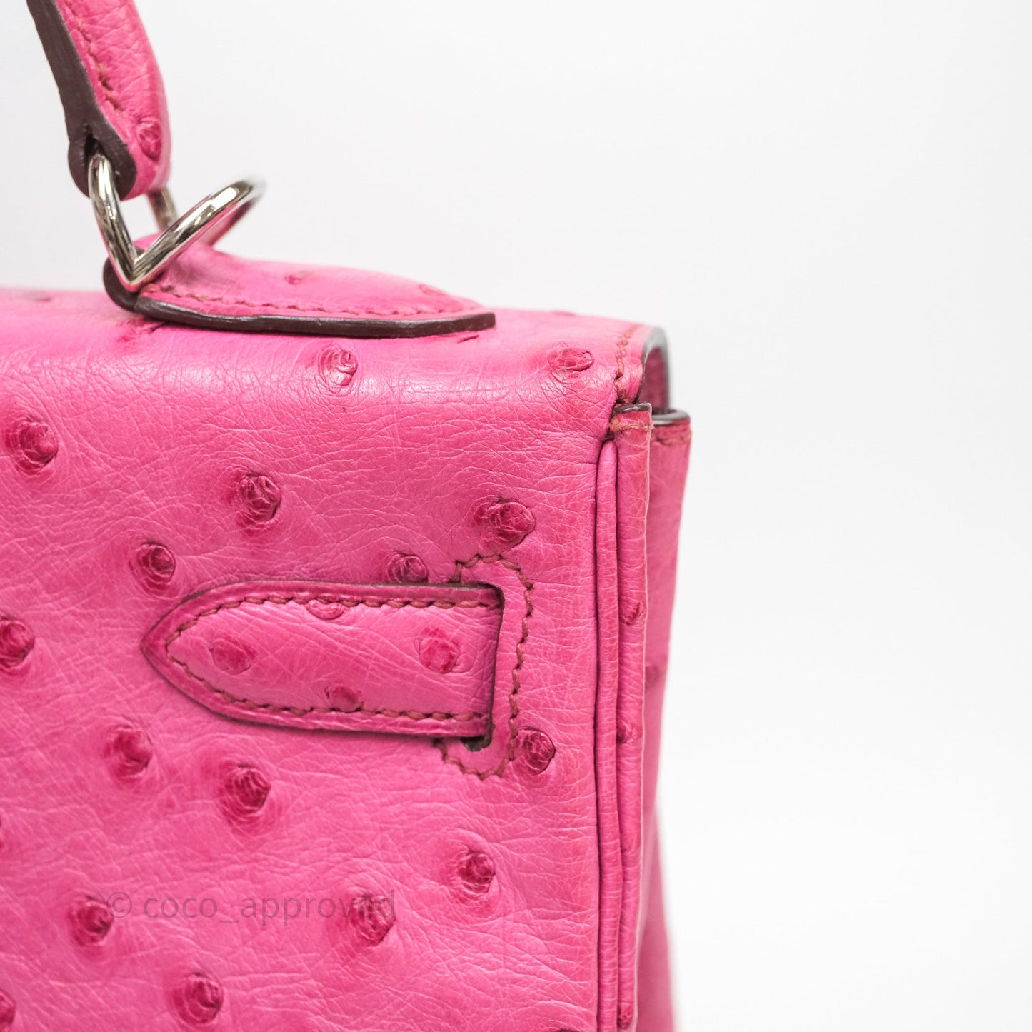 Hermes Kelly 32 Fuchsia Ostrich Palladium Hardware