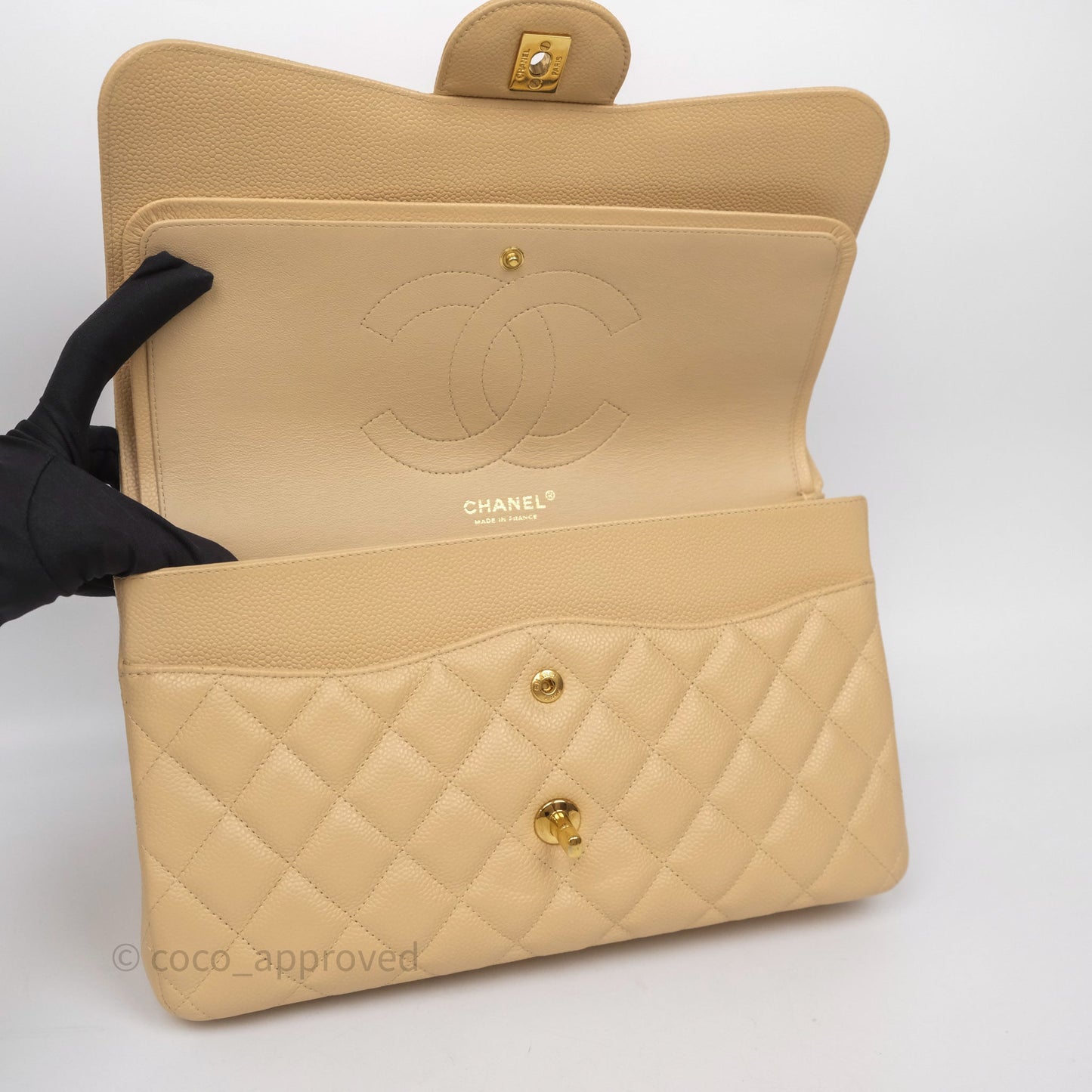 Chanel Jumbo Double Flap Beige Caviar Gold Hardware⁣⁣