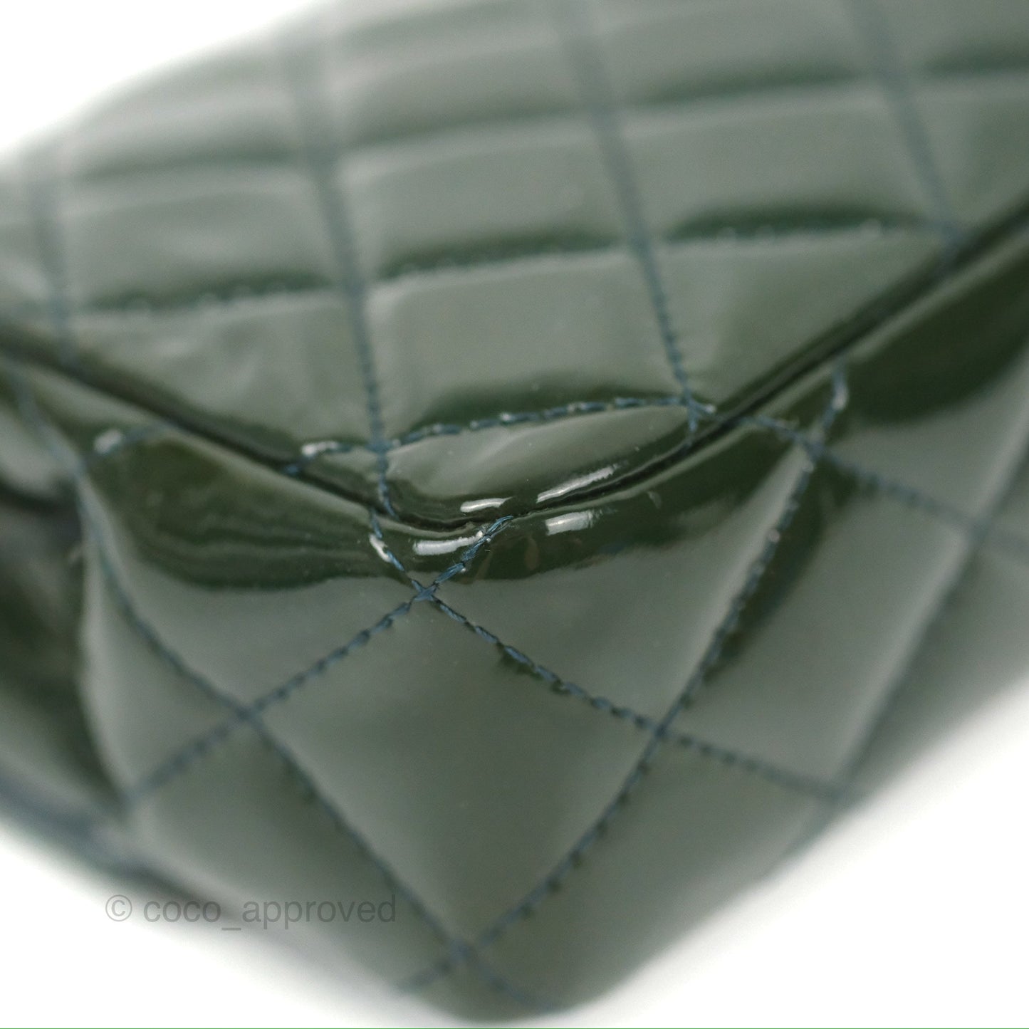 Chanel Quilted Extra Mini Rectangular Flap Teal Patent Silver Hardware