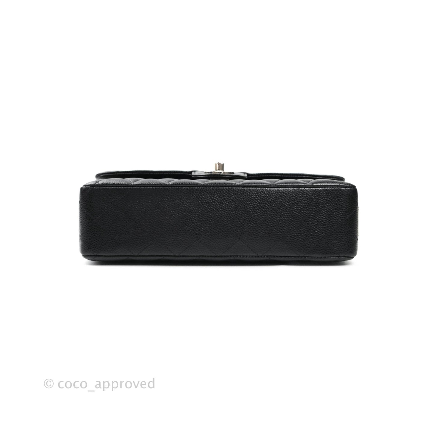Chanel Classic M/L Medium Double Flap Bag Black Caviar Silver Hardware