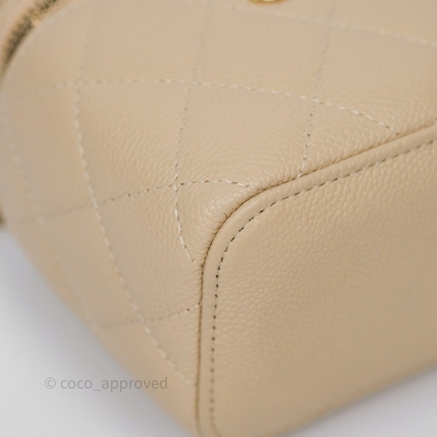 Chanel Mini Vanity With CC Chain Beige Caviar Gold Hardware
