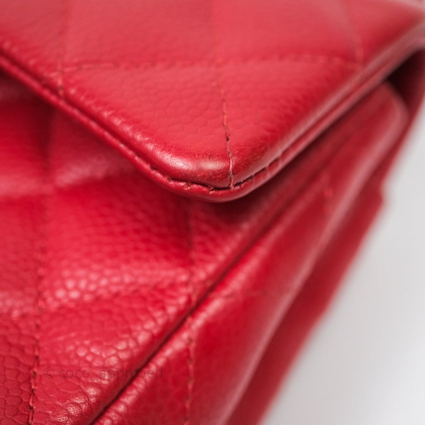 Chanel Quilted Mini Rectangular Flap Red Caviar Silver Hardware
