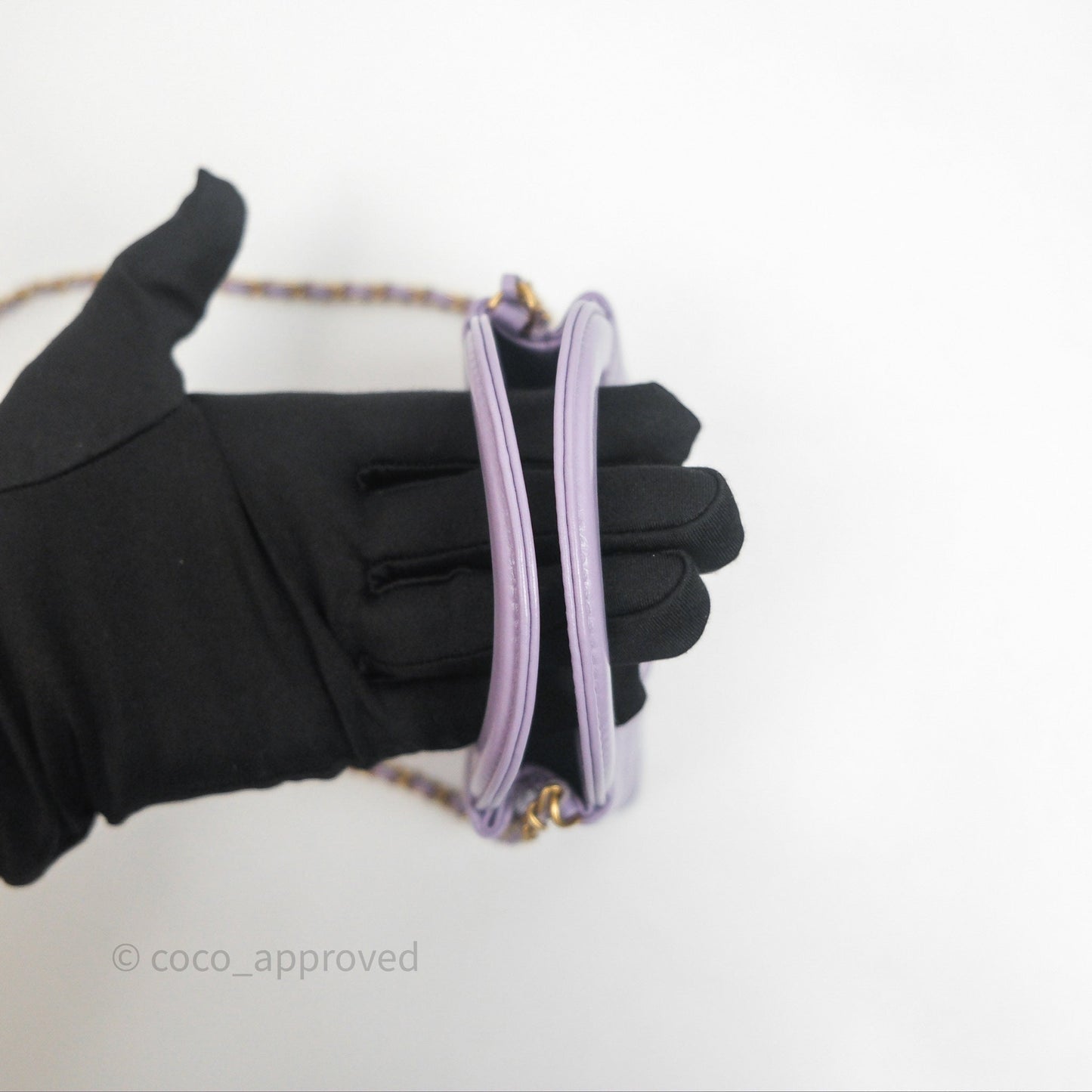 Chanel Mini Nano Kelly Bag Purple Shiny Calfskin Aged Gold Hardware