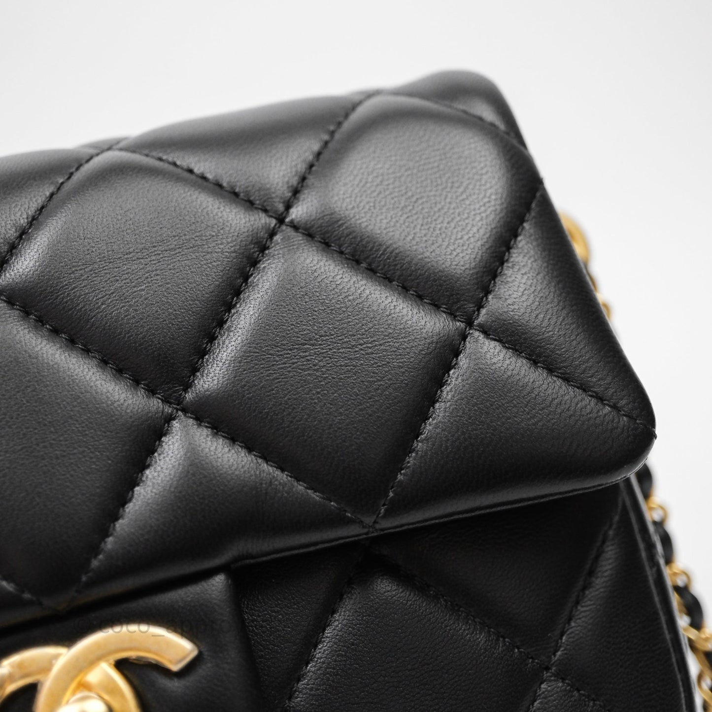 Chanel My Perfect Mini With Pearl Quilted Black Lambskin Gold Hardware
