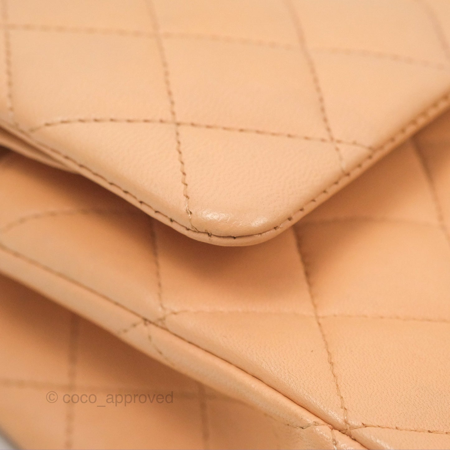 Chanel Classic M/L Medium Flap Quilted Beige Pink Lambskin Gold Hardware