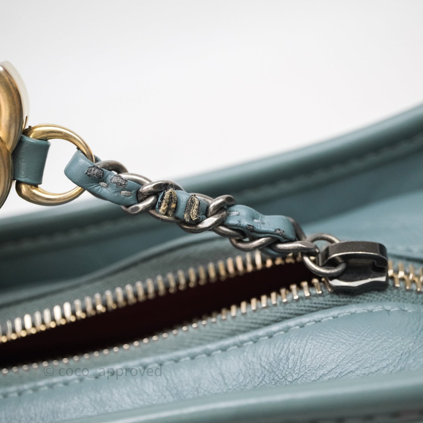 Chanel Small Gabrielle Hobo Quilted Grey Green Aged Calfskin