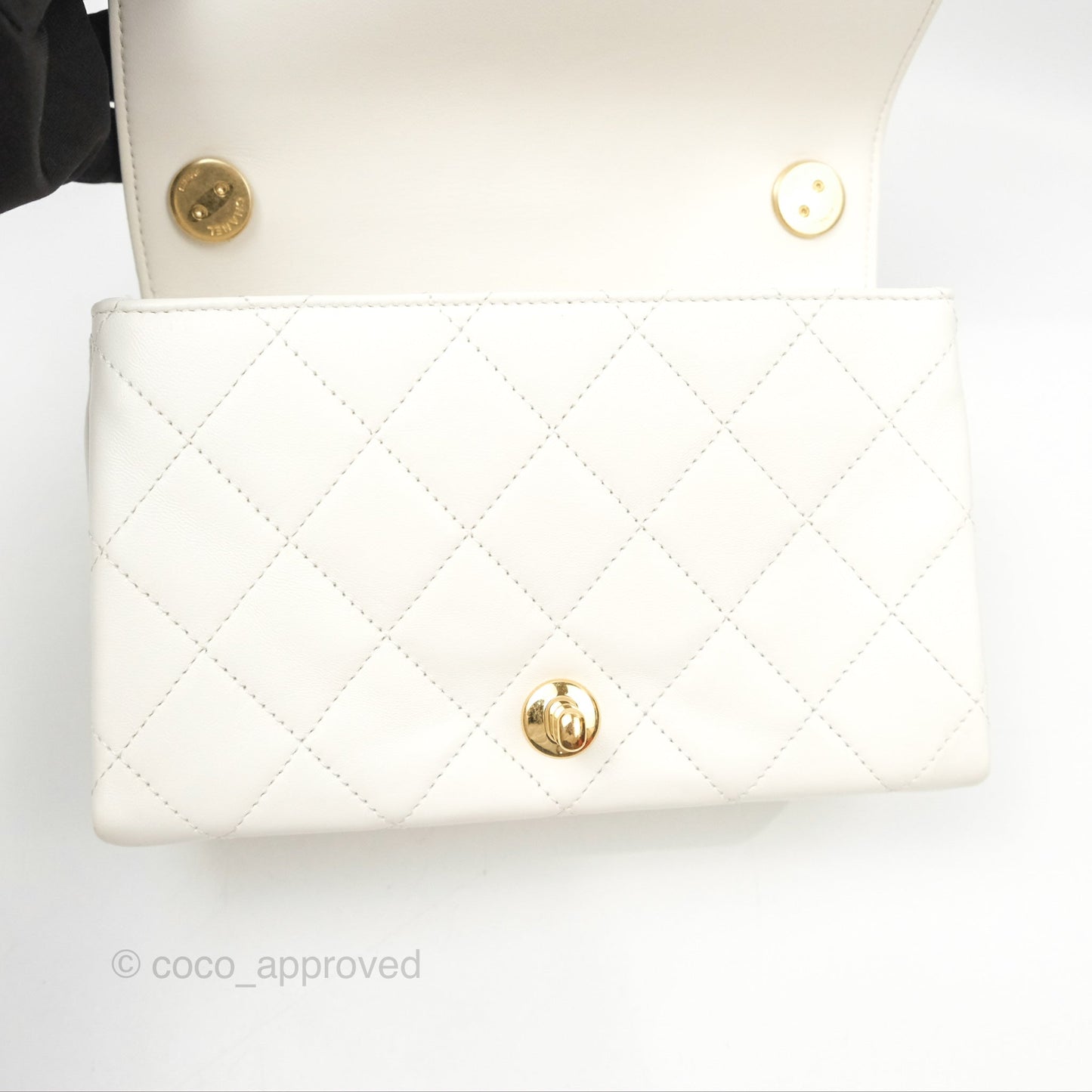 Chanel Mini Flap Bag with Enamel Charm Chain White Lambskin Gold Hardware