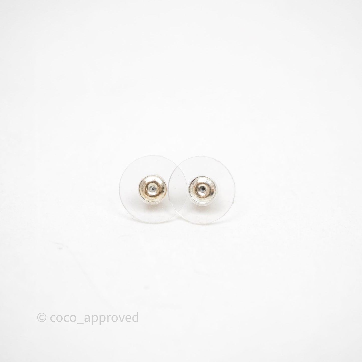Chanel CC Crystal Square Drop Earrings Silver Tone 25C