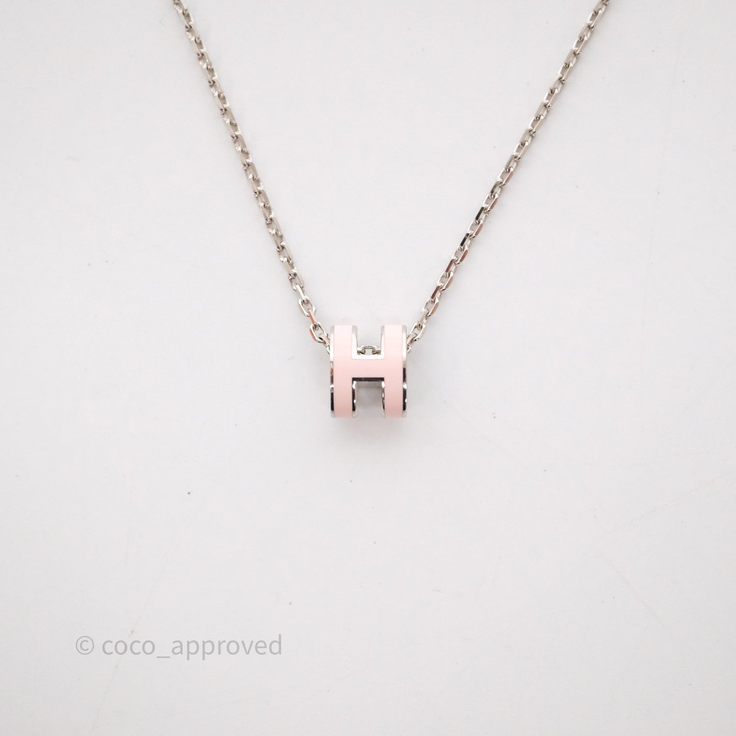 Hermès Mini Pop H Rose Dragee Pendant Necklace Palladium Hardware