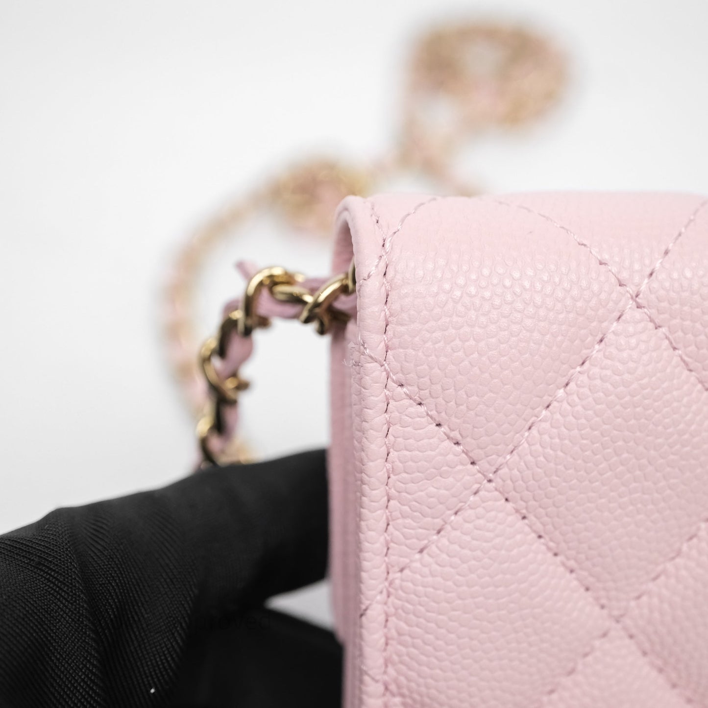 Chanel Mini Clutch With Chain Light Pink Caviar Gold Hardware