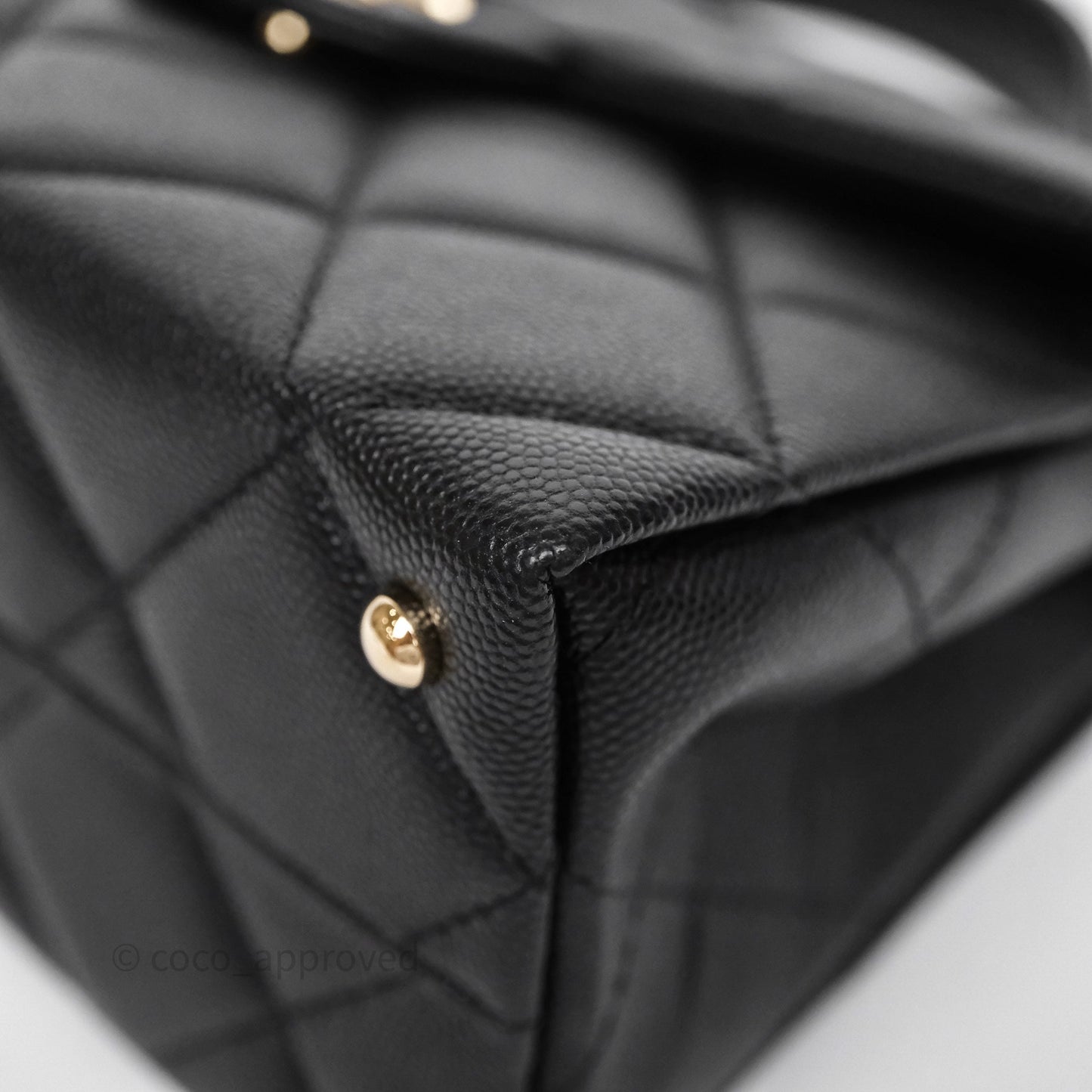 Chanel Quilted Small Top Handle Flap Bag Black Caviar Gold Hardware