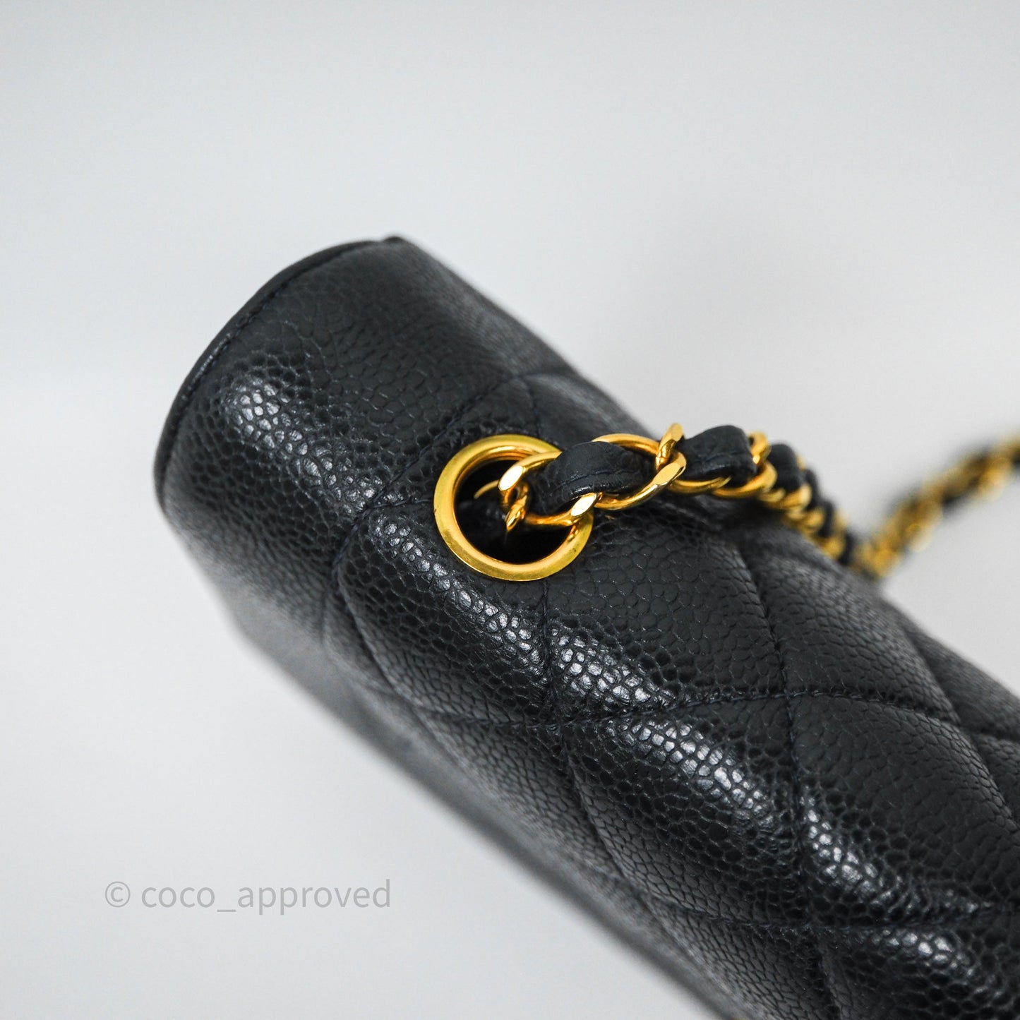 Chanel Vintage Medium Classic Diana Flap Bag Black Caviar 24K Gold Hardware