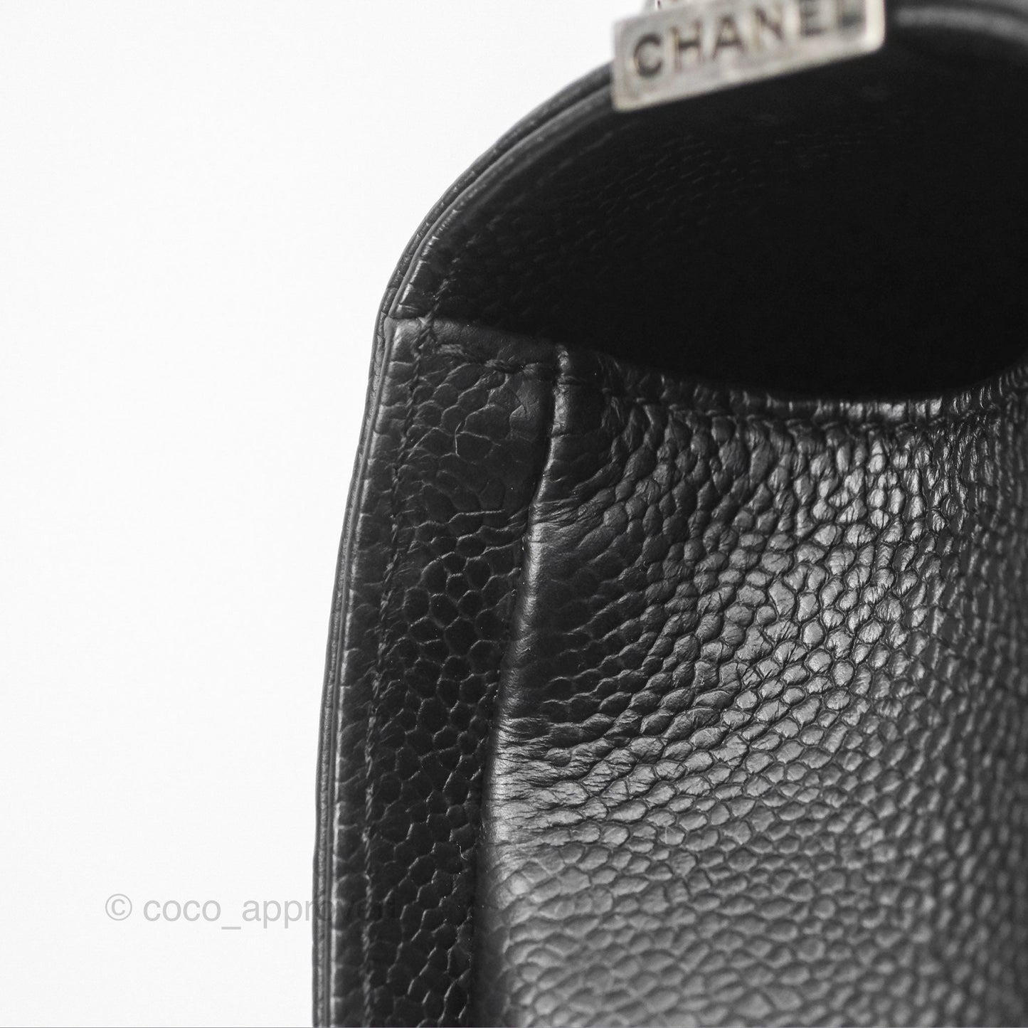 Chanel Medium Boy Chevron Black Caviar Ruthenium Hardware