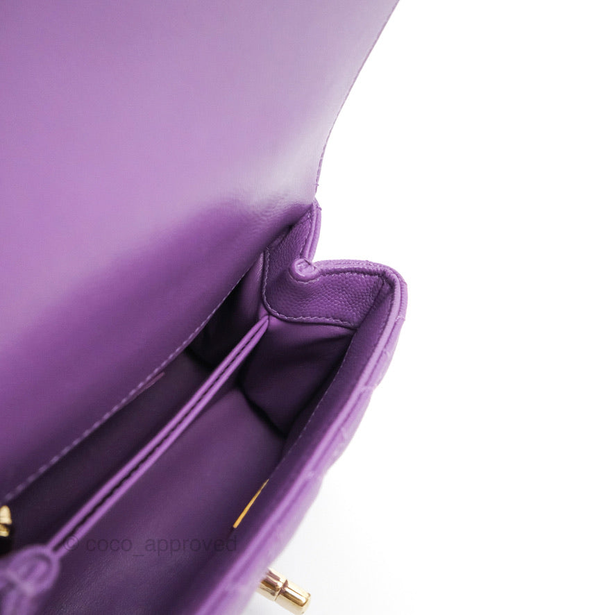 Chanel Mini Coco Handle Quilted Purple Caviar Gold Hardware
