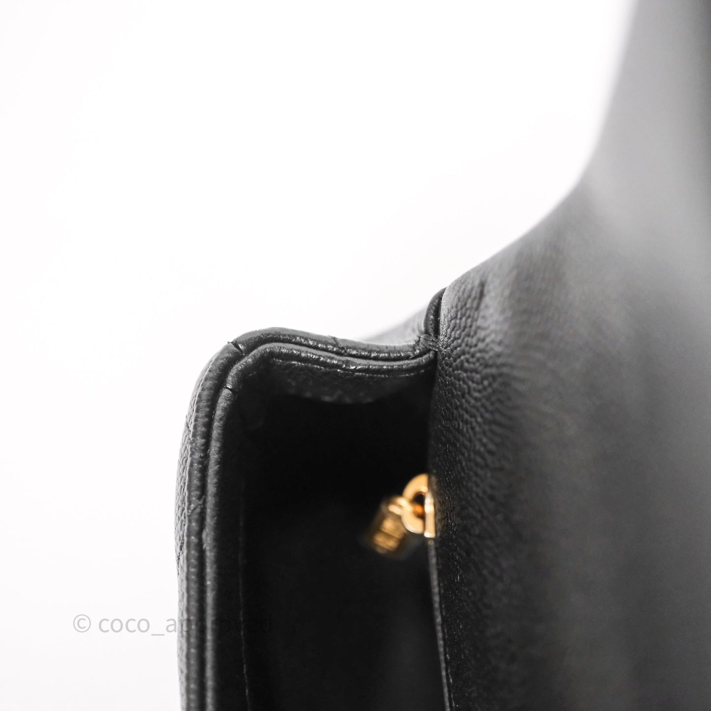 Chanel Mini Flap Bag Heart Adjustable Chain Black Caviar Aged Gold Hardware