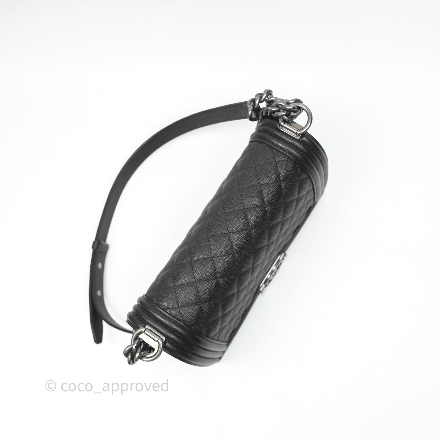 Chanel Medium Boy Quilted Black Caviar Ruthenium Hardware