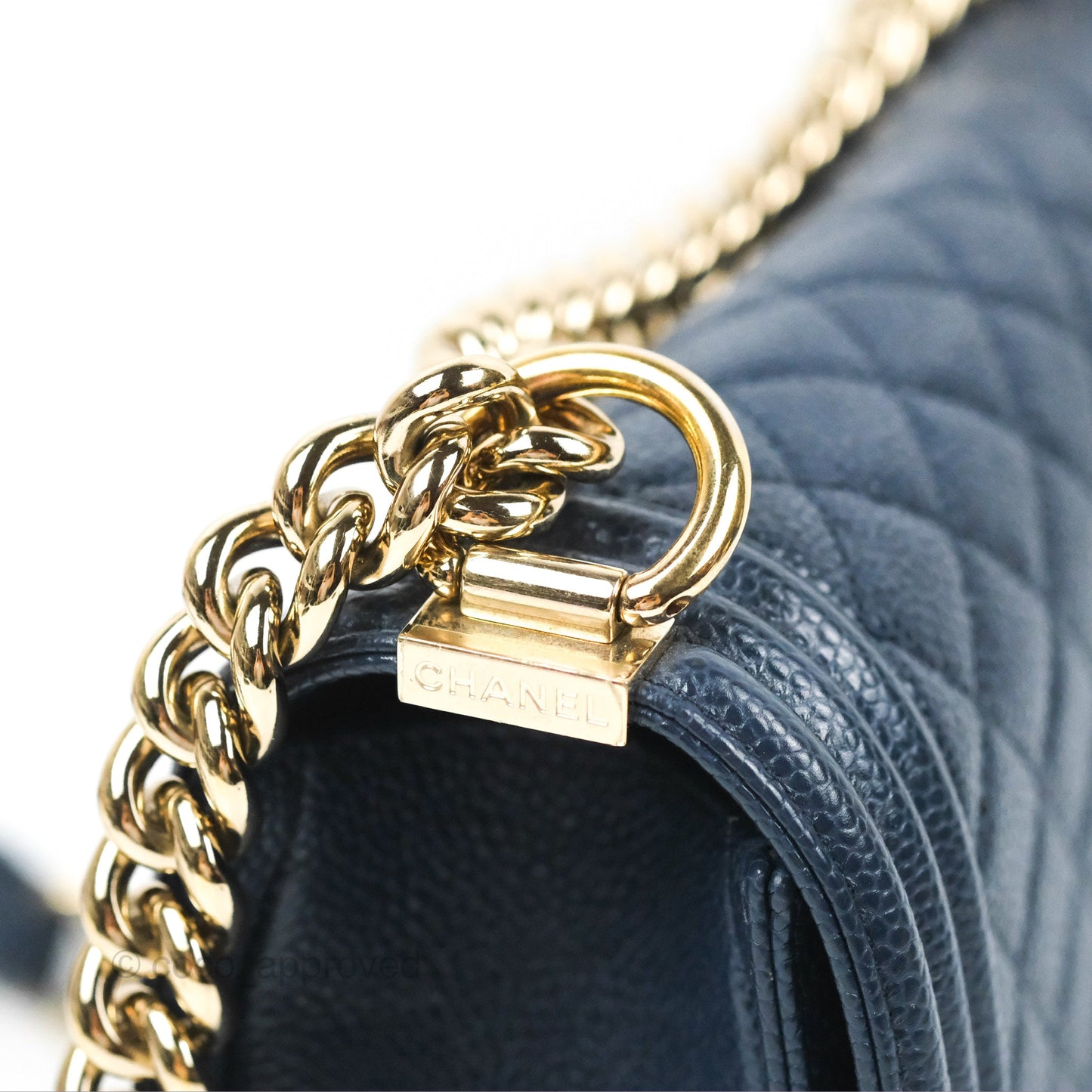 Chanel Quilted Medium Boy Navy Caviar Gold Hardware