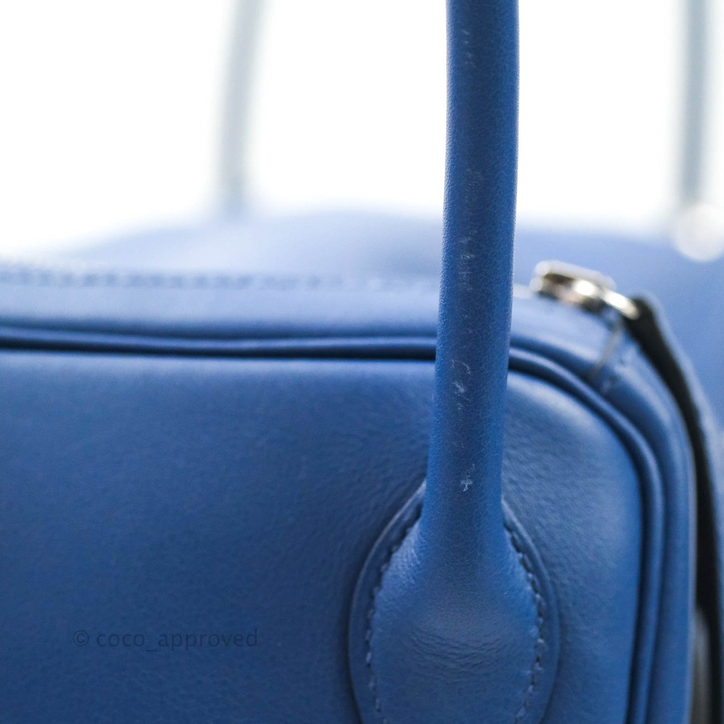 Hermès Lindy 26 Tressage de Cuir Swift Bleu Brighton Palladium Hardware
