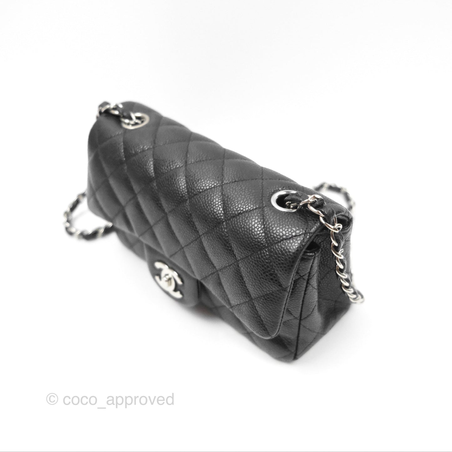 Chanel Classic Quilted Mini Rectangular Flap Black Caviar Silver Hardware