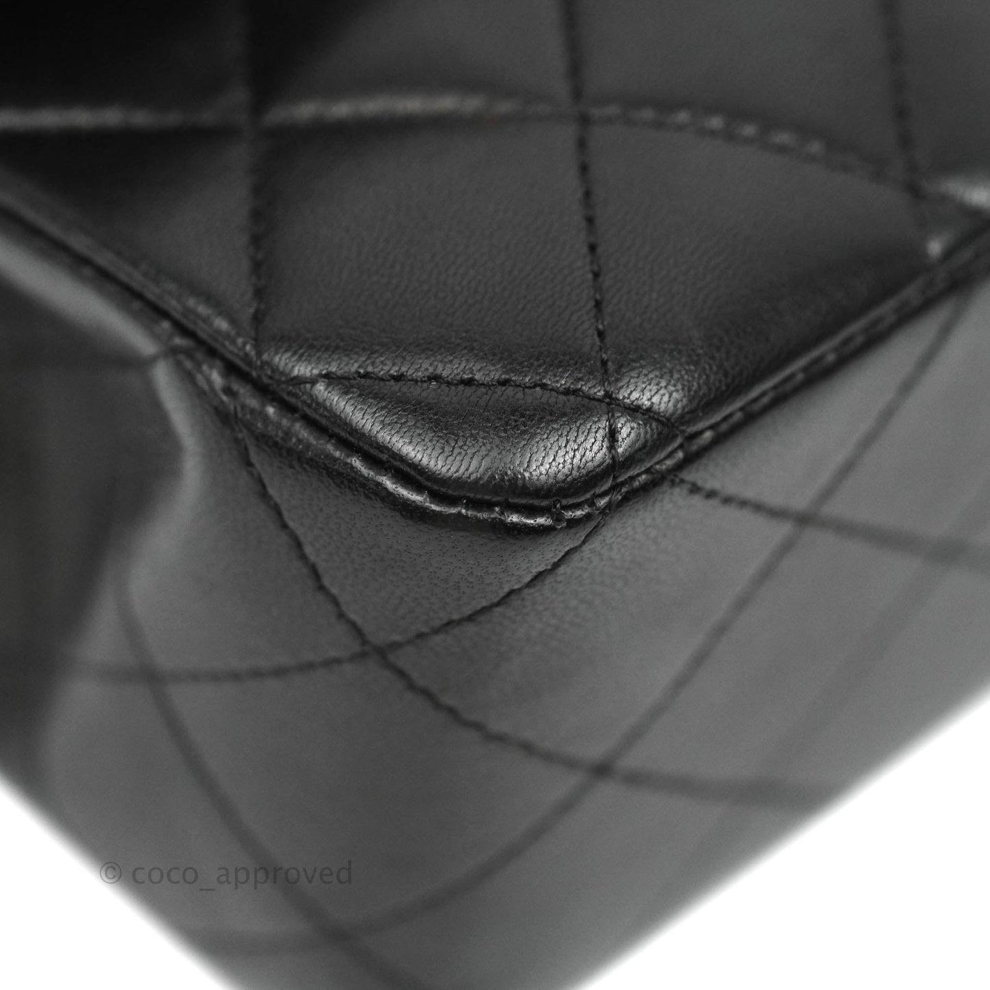 Chanel Classic M/L Medium Double Flap Black Lambskin Silver Hardware