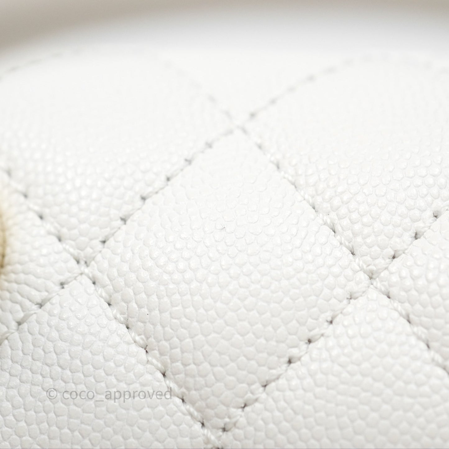 Chanel Small Coco Handle Quilted White Caviar Gold Hardware