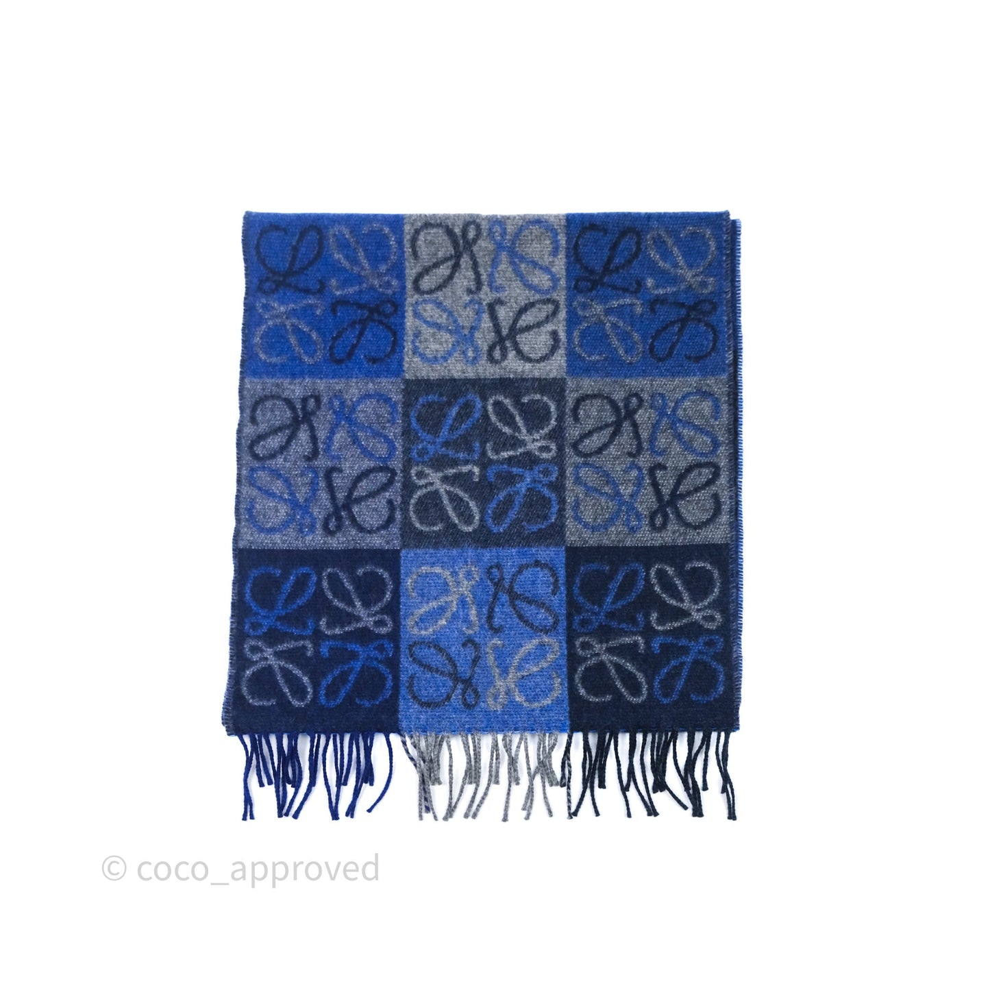 Loewe Anagram Wool Cashmere Scarf Blue/Grey