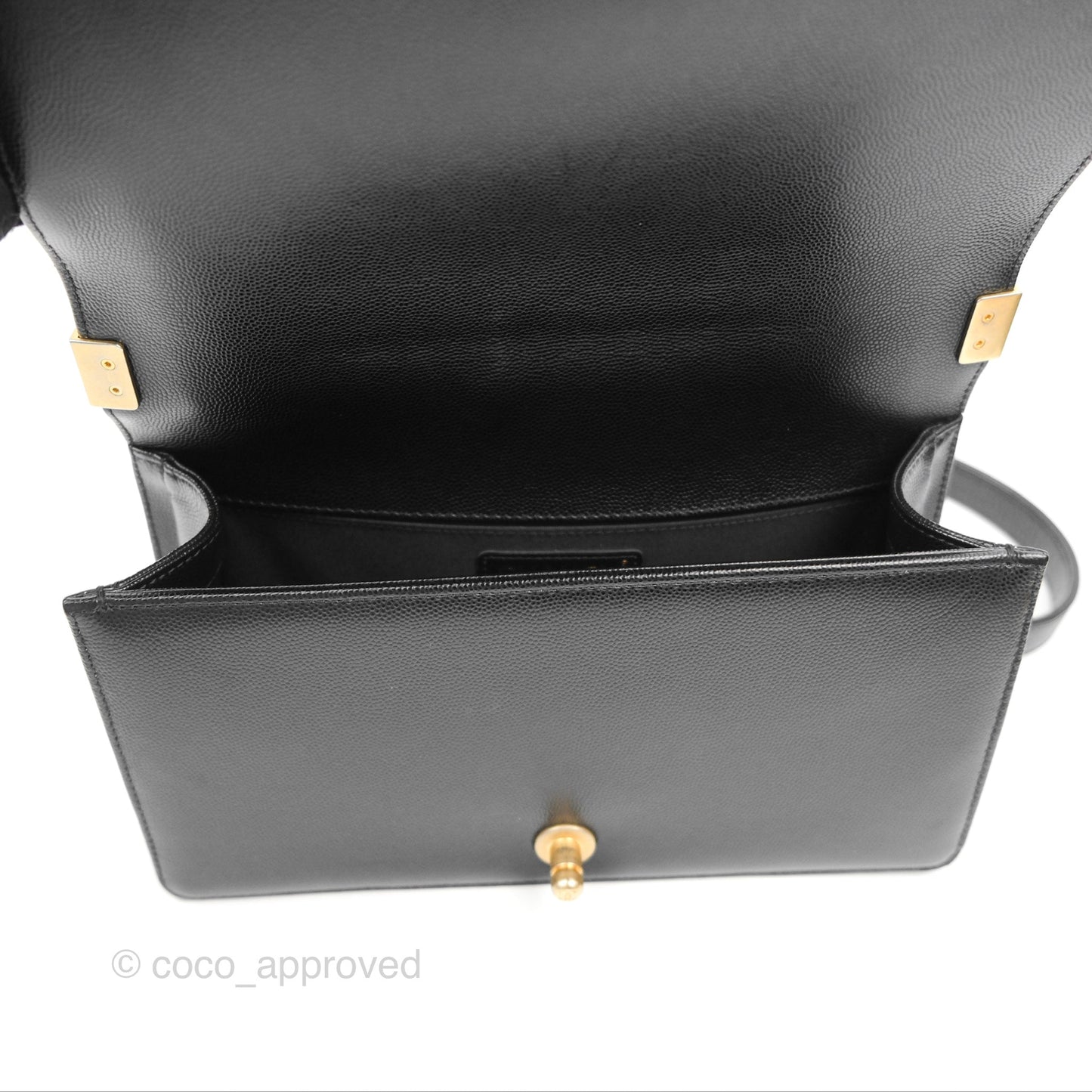 Chanel Quilted Medium Boy Black Caviar Aged Gold Hardware