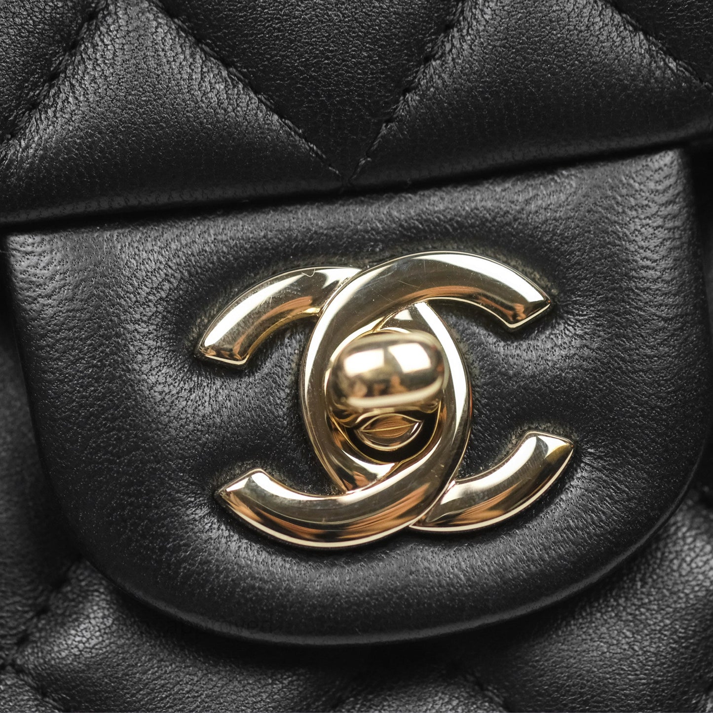 Chanel Top Handle Mini Rectangular Flap Black Lambskin Gold Hardware