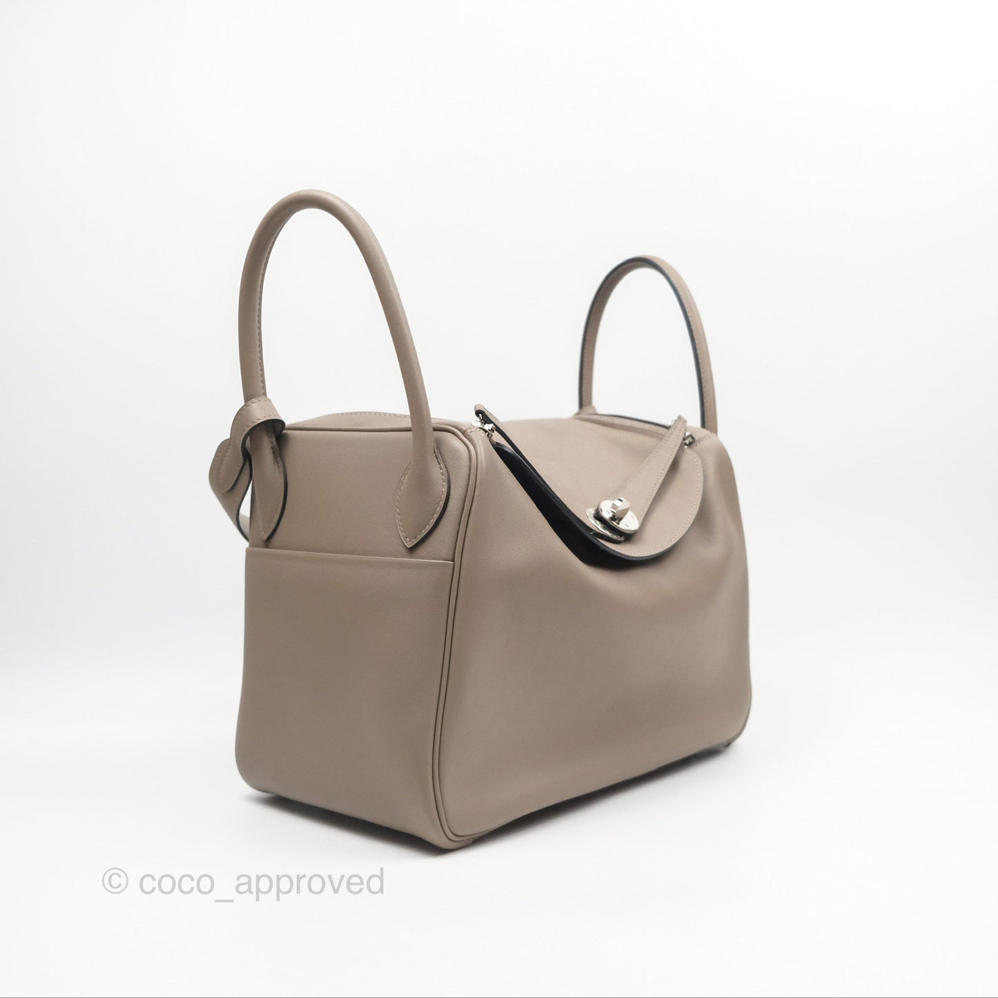 Hermès Lindy 30 Gris Asphalte M8/ Blue Indigo 76 Swift Palladium Hardware