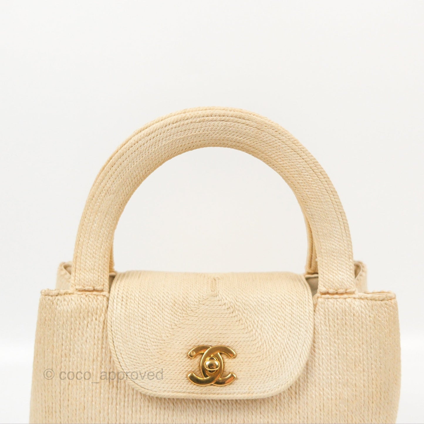 Chanel Vintage Mini Kelly Silk Rope Braided Cream Beige 24K Gold Hardware