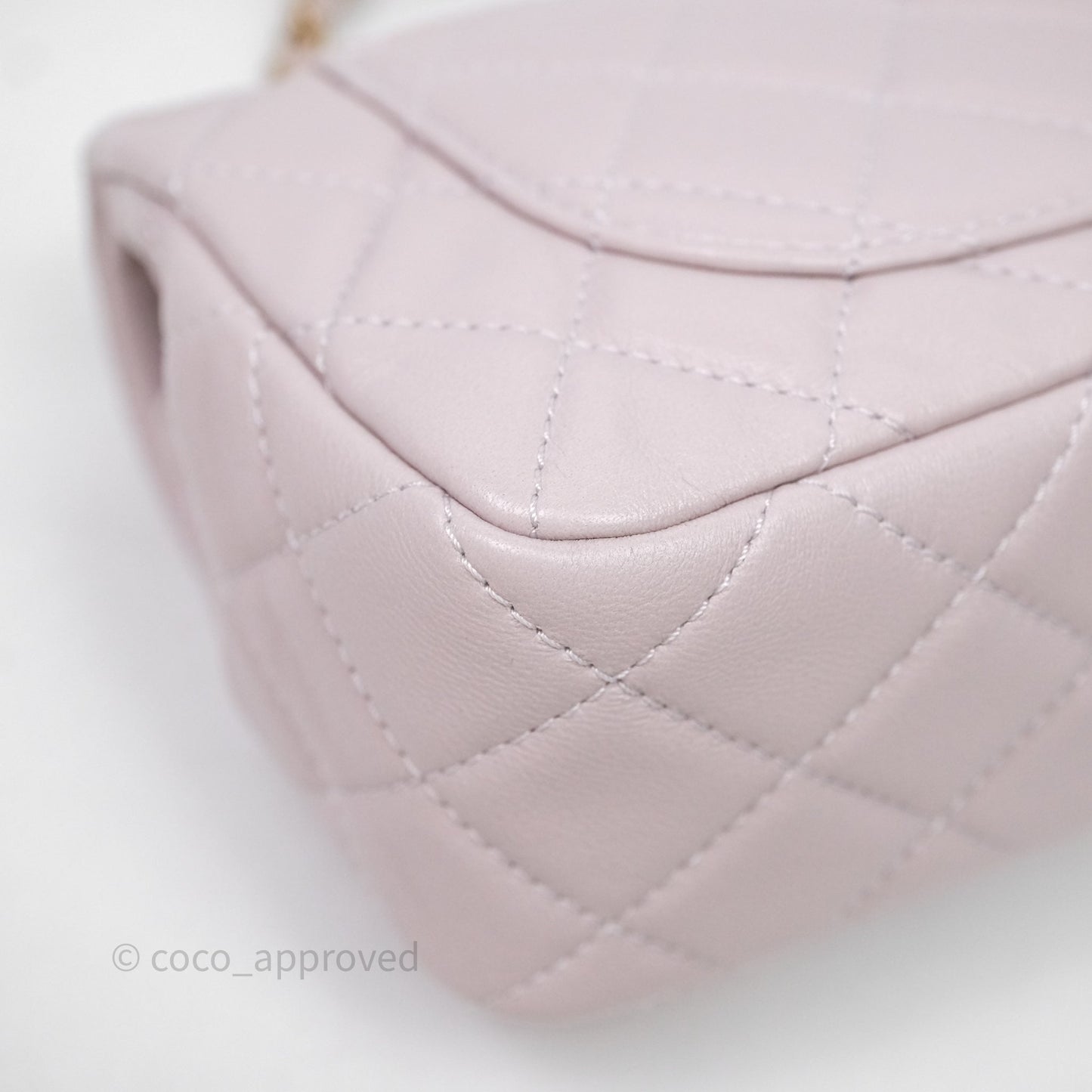 Chanel Mini Rectangular Pearl Crush Lilac Lambskin Aged Gold Hardware