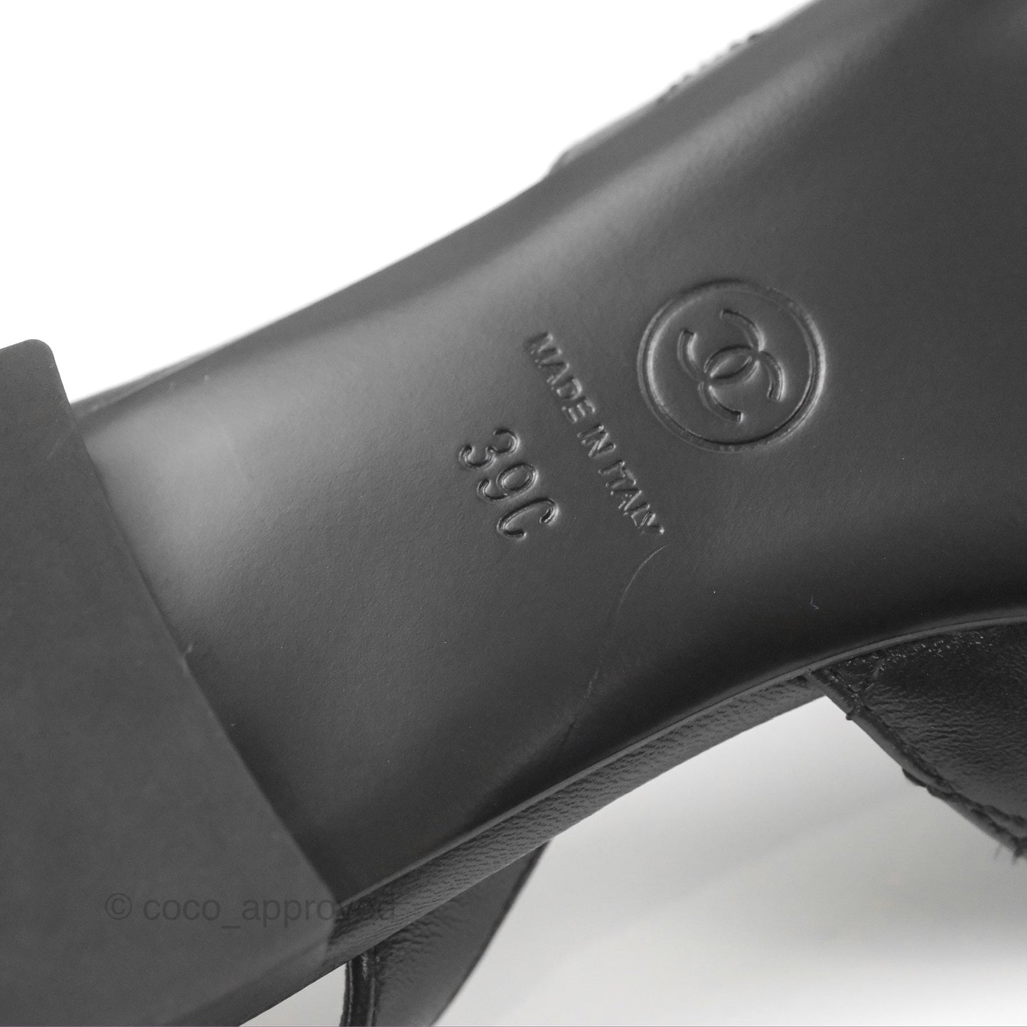 Chanel Camellia Slingback Flat Sandals Pointed Black Size 39