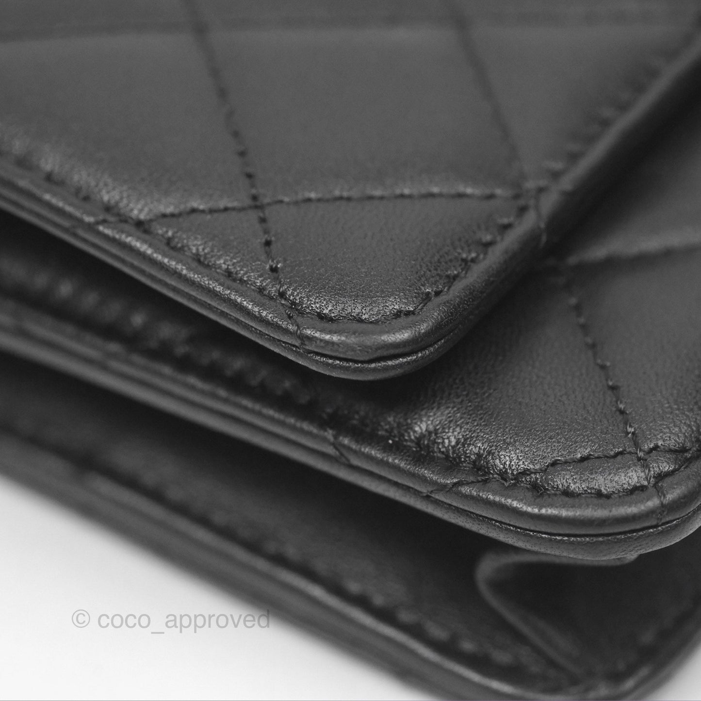 Chanel Quilted Classic Wallet on Chain WOC Black Lambskin Silver Hardware