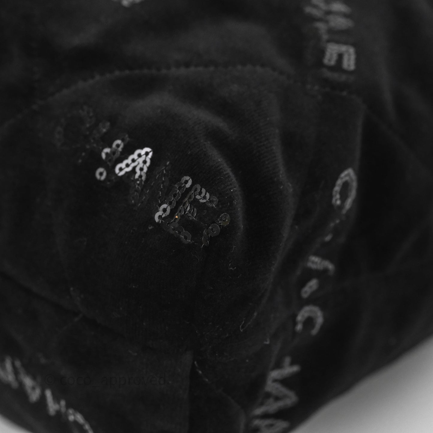 Chanel 22 Medium Sequins Logo Black Velvet