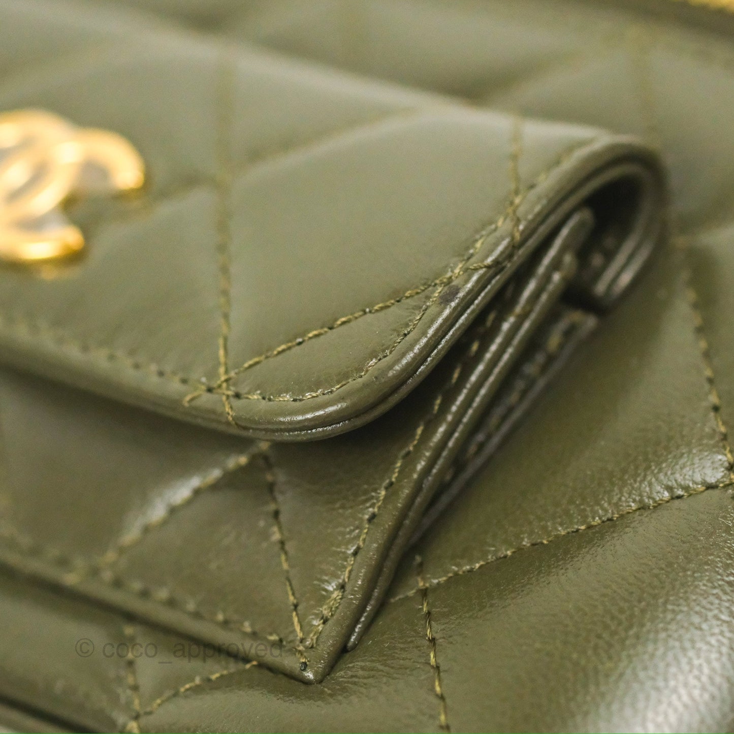 Chanel Cargo Pocket Top Handle Vanity with Chain Khaki Green Lambskin 22K
