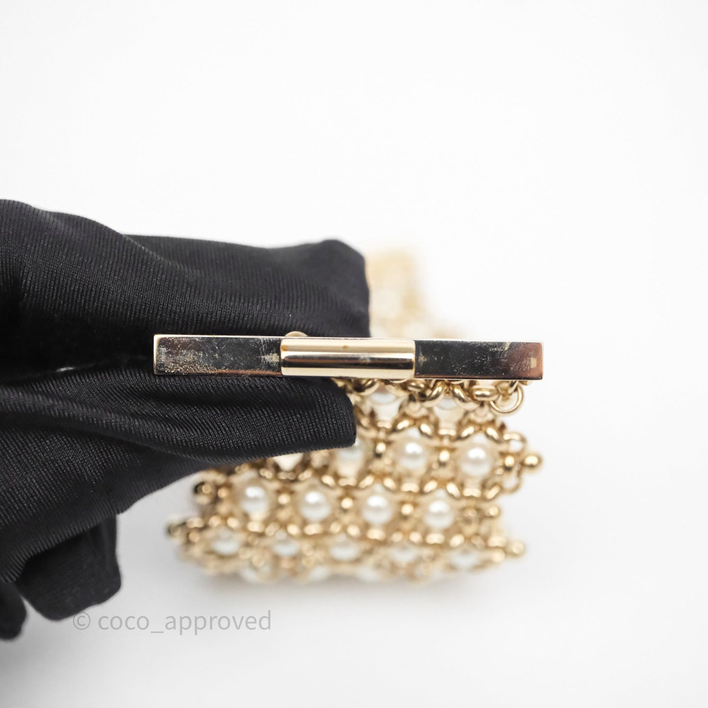 Chanel CC Pearl Bracelet Gold Tone 20C