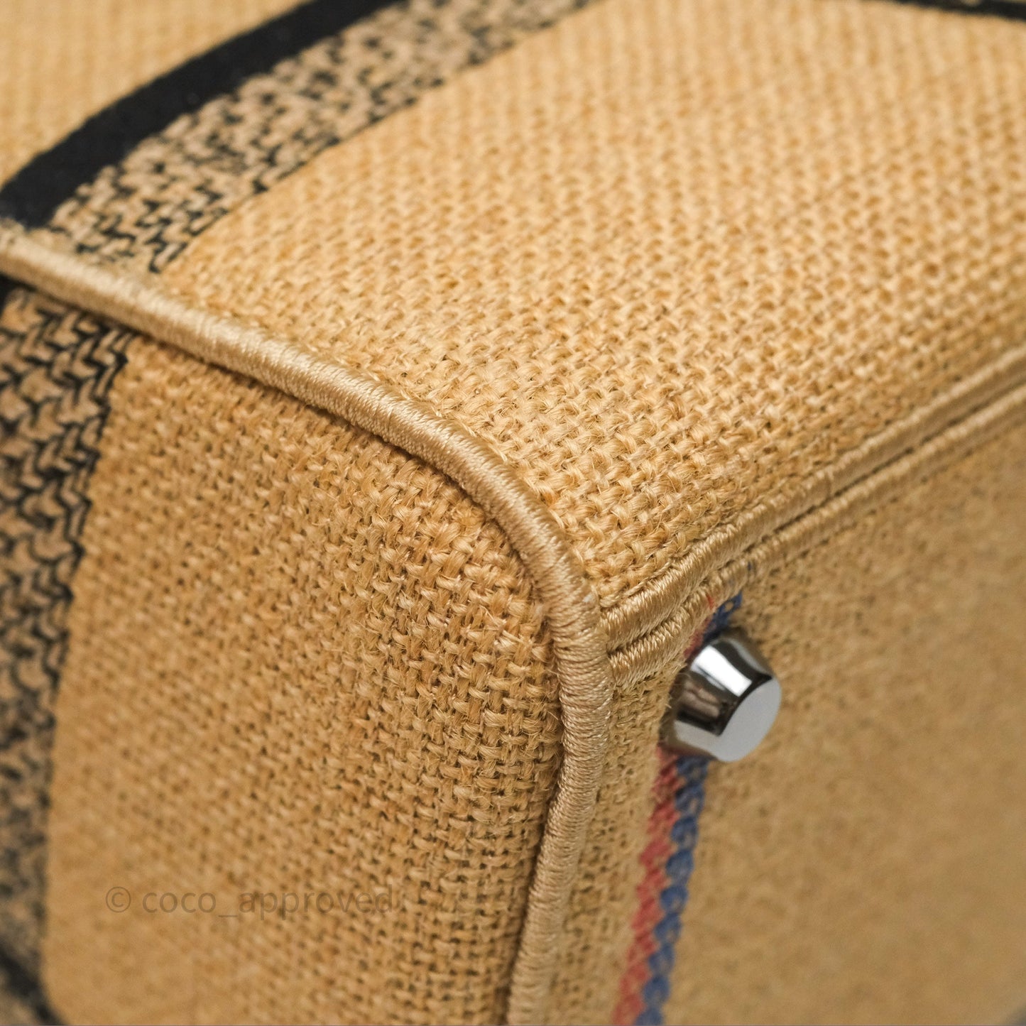 Christian Dior Medium Lady D-Lite Bag Canvas Jute Embroidered