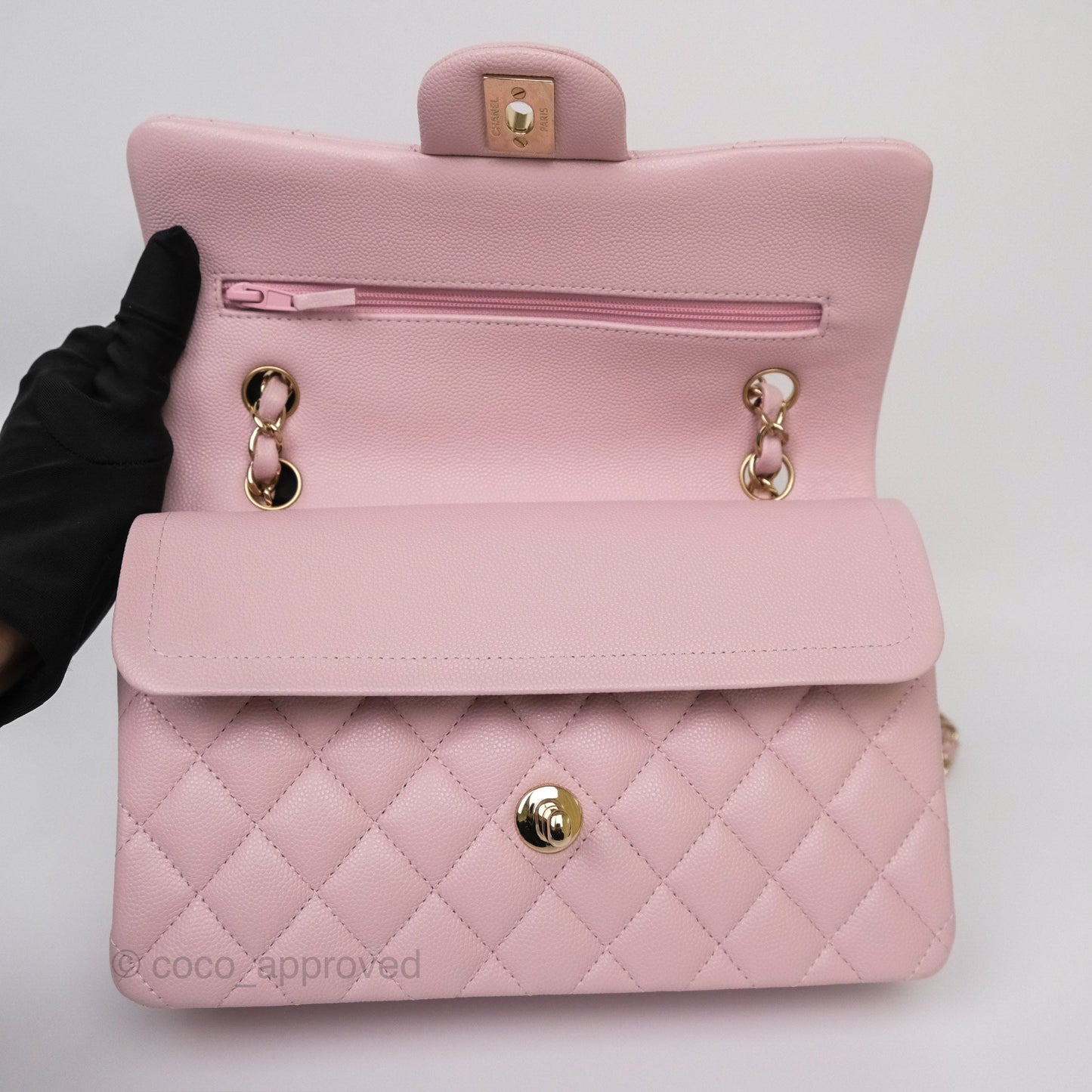 Chanel Small S/M Classic Flap Light Pink Caviar Gold Hardware