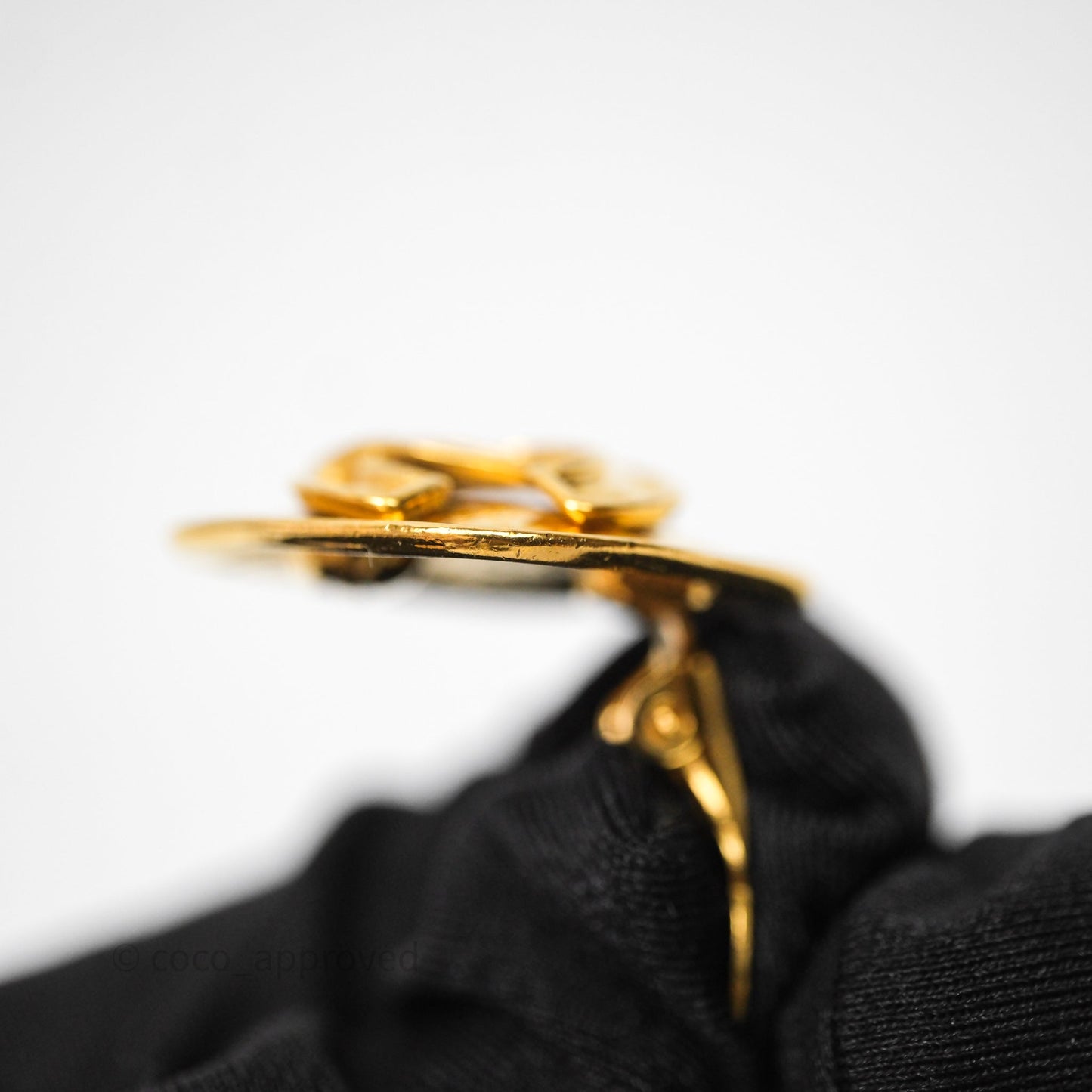 Chanel Square Ear Clip Gold Tone 94P