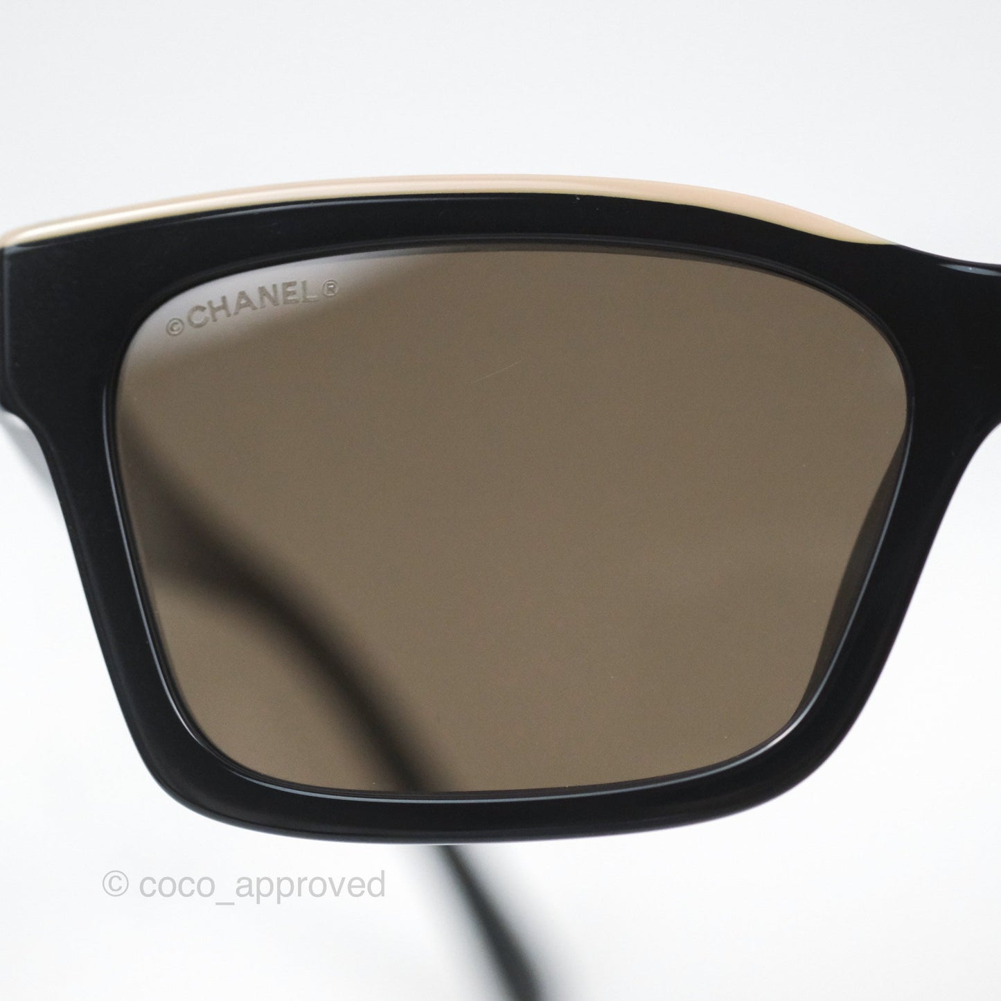 Chanel Acetate Square Sunglasses Black/Beige