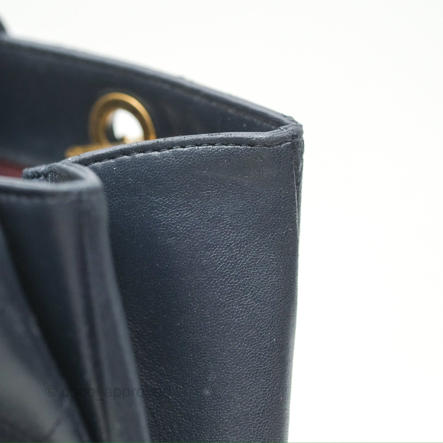 Chanel Medium Around The Corner Shopping Tote Navy Lambskin