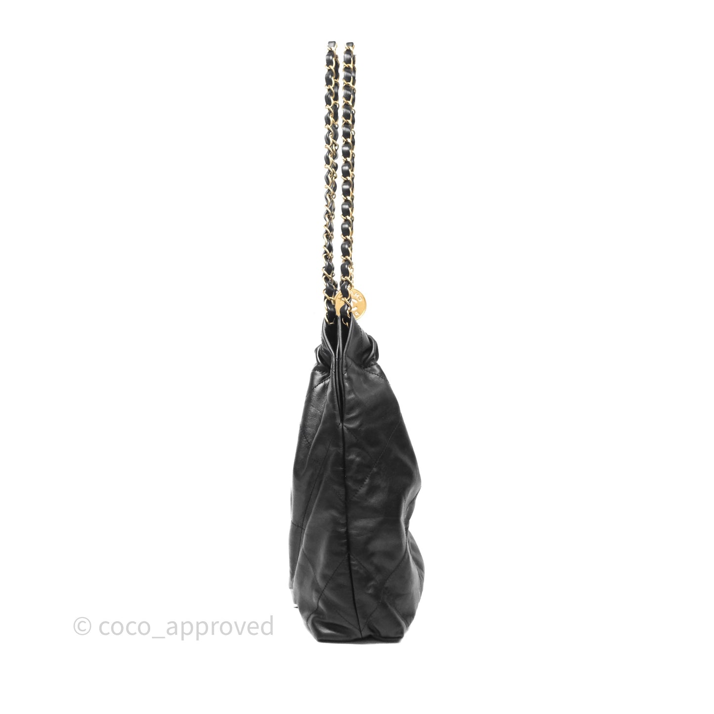 Chanel 22 Small Black Calfskin Aged Gold Hardware