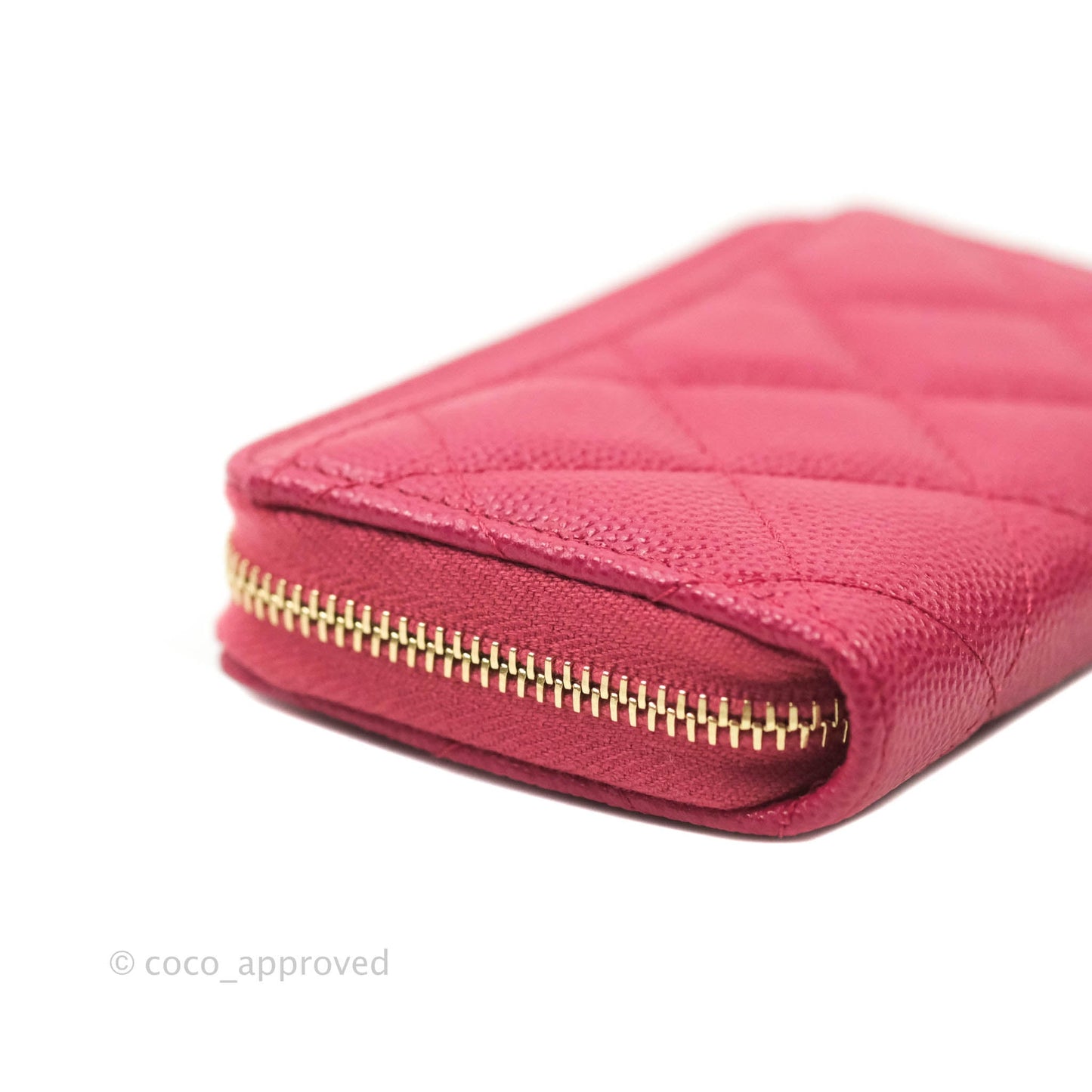 Chanel Classic Zipped Coin Purse Rosy Red Caviar Gold Hardware 21A